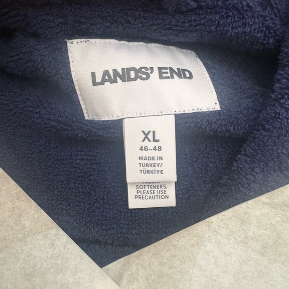 NWT Land’s End Men’s Full Length Turkish Terry Robe 100% cotton Size XL Blue - Picture 5 of 7